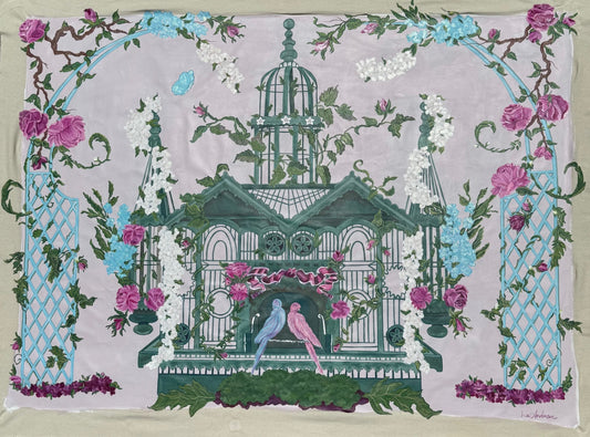 Sanctuary in Bloom by Lee Anderson Barnett, acrylic on raw canvas, 82”x62”