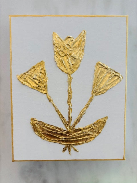 "Golden Tulip White" by Tealy Hewgley/Deceaux Art, Canvas,, 8x10