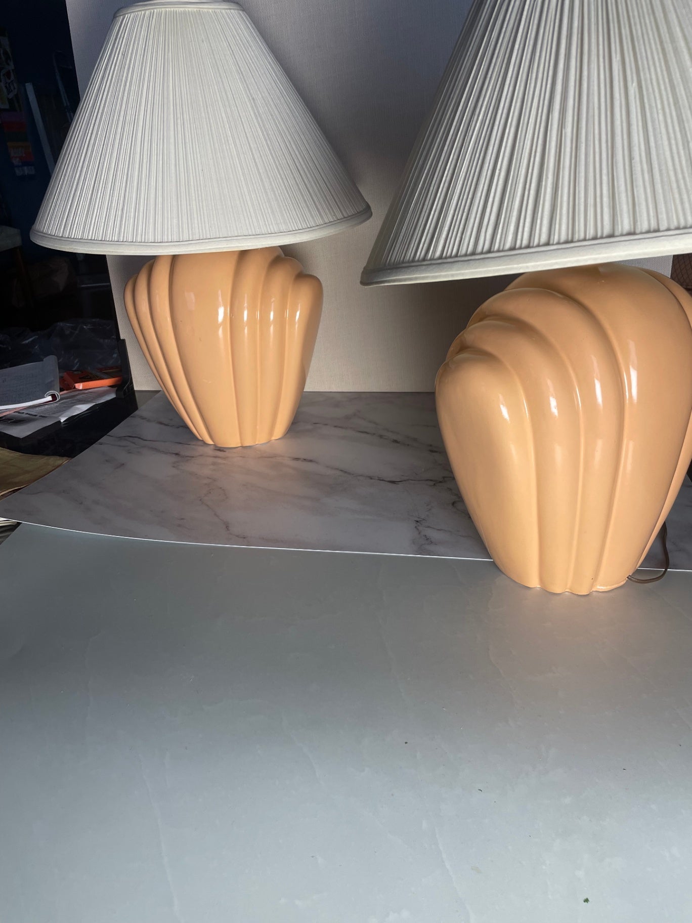S&M Industrials Lamp 28x12 Peach pair