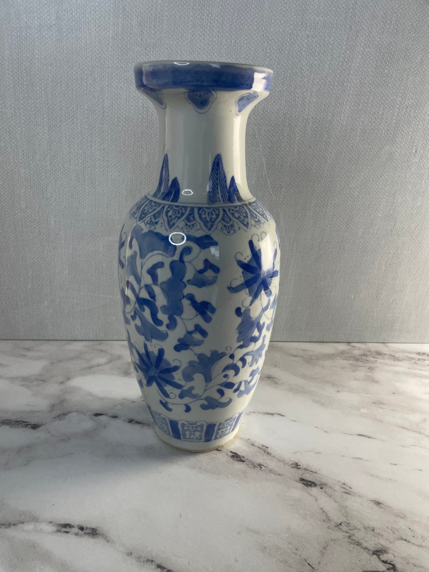 Ceramic Vase White and Blue
