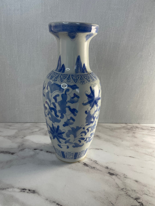 Ceramic Vase White and Blue