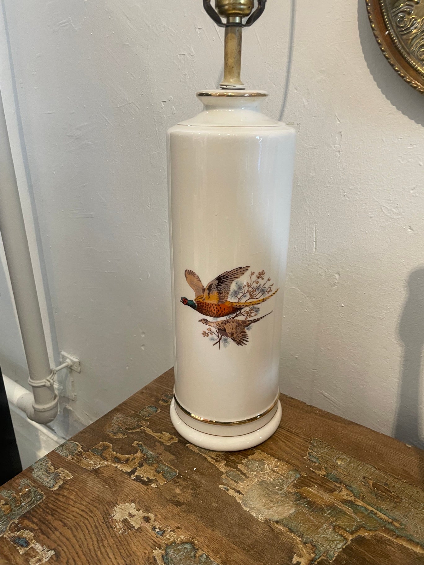Tall White Pheasant Lamp