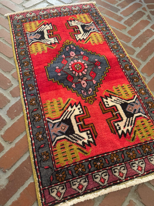Vintage Turkish Rug, 3'3" x 1'9"