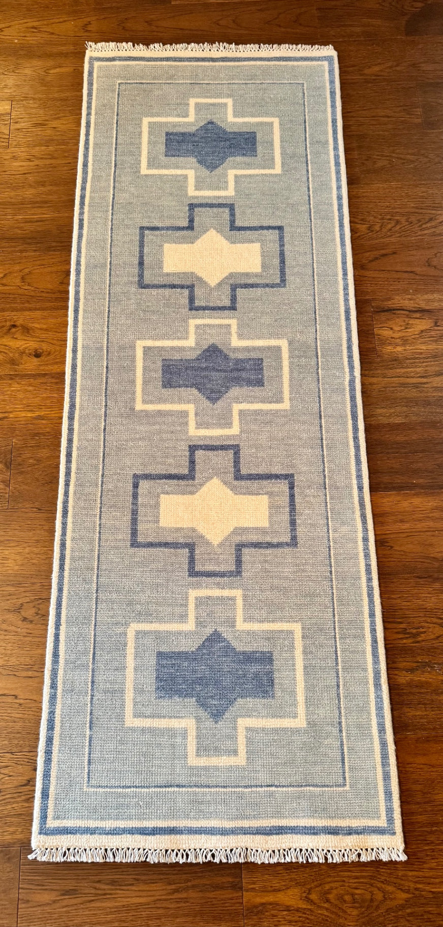 Rug 2'6" x 7' Blue and Cream
