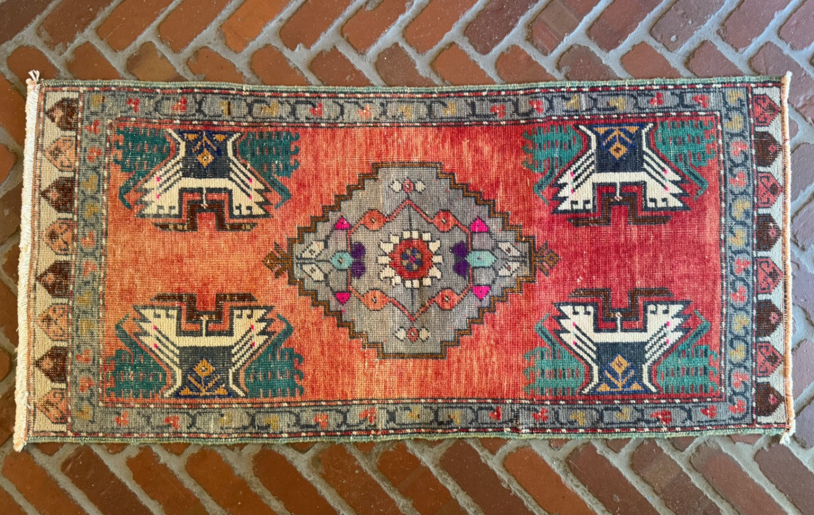 Vintage Turkish Rug 3’7” x 1’8”