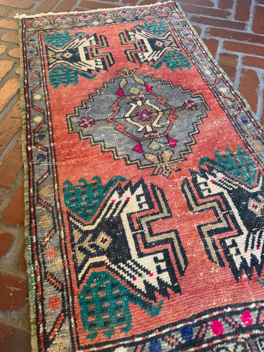 Vintage Turkish Rug 3’4” x 1’9”