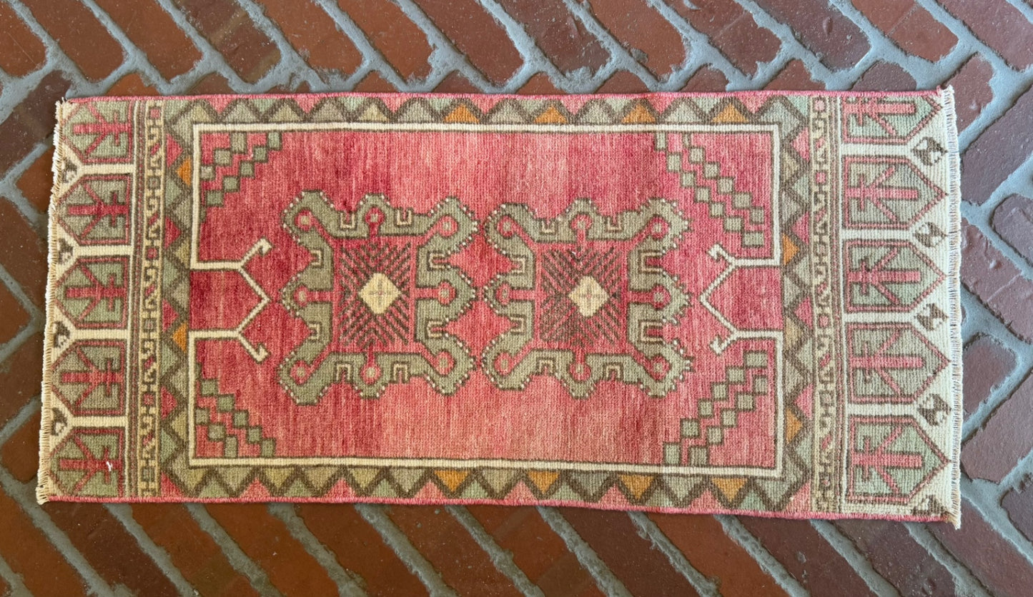Vintage Turkish Rug 3’ x 1’5”