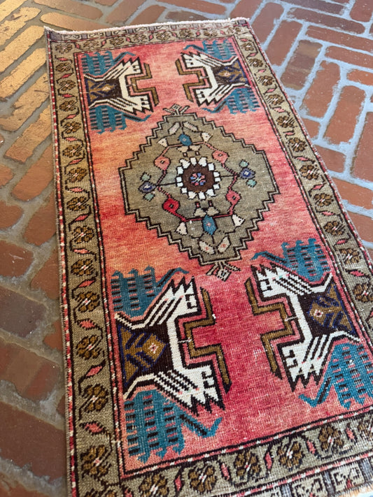 Vintage Turkish Rug 3’2” x 1’6”