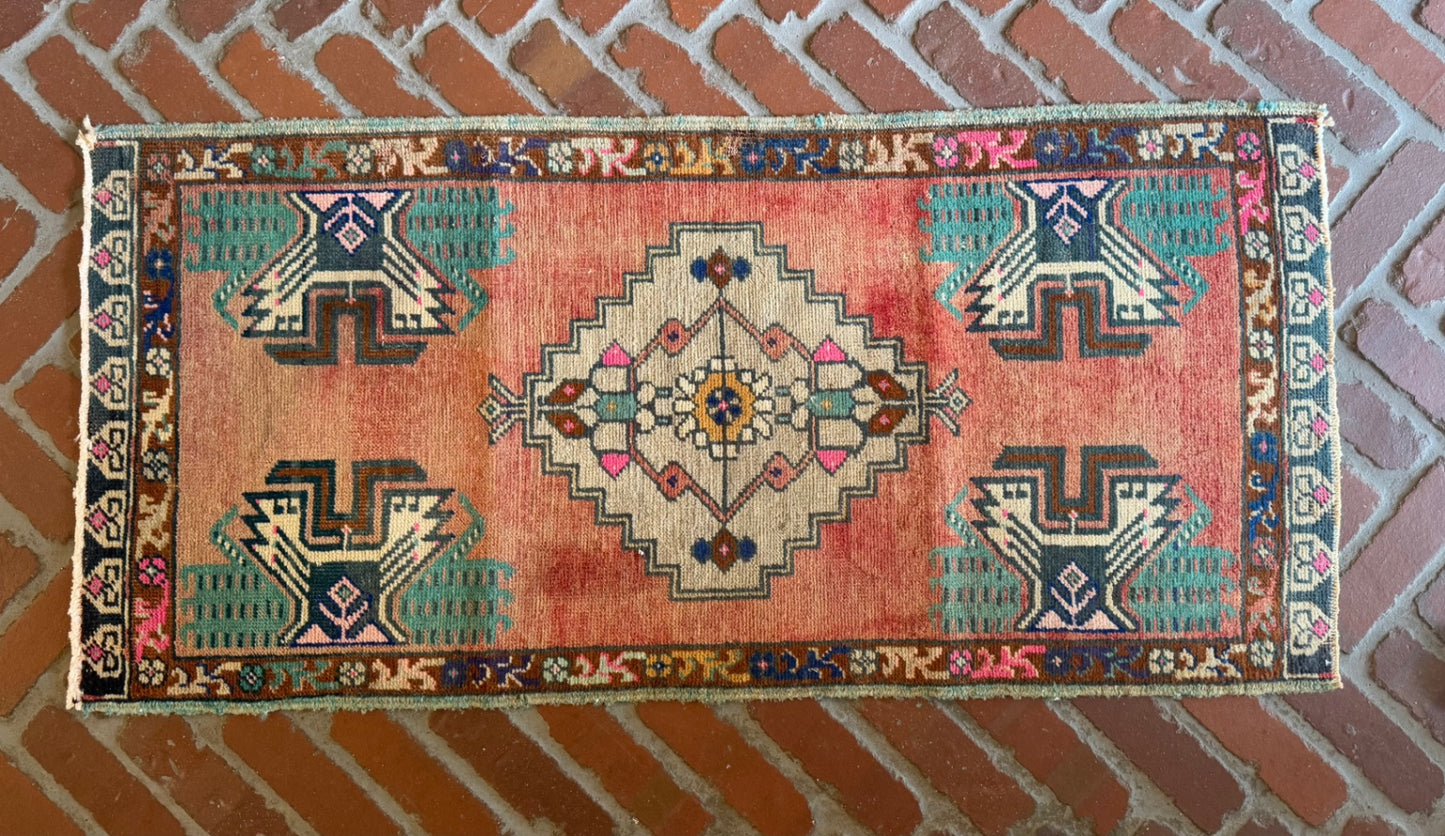 Vintage Turkish Rug 3’7” x 1’8”