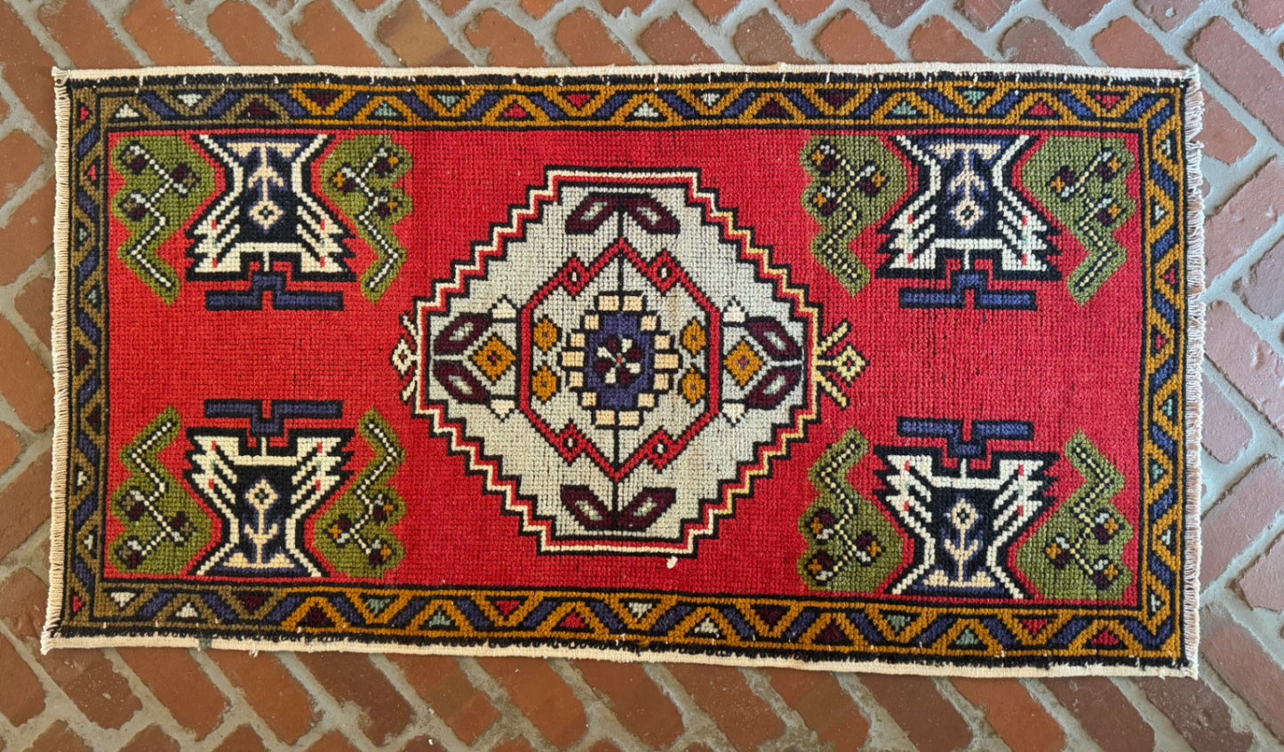 Vintage Turkish Rug 3’8” x 1’11”