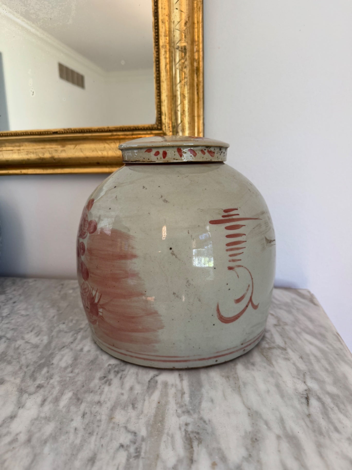 Coral Pheasant Ginger Jar 9.5” x 9.5”