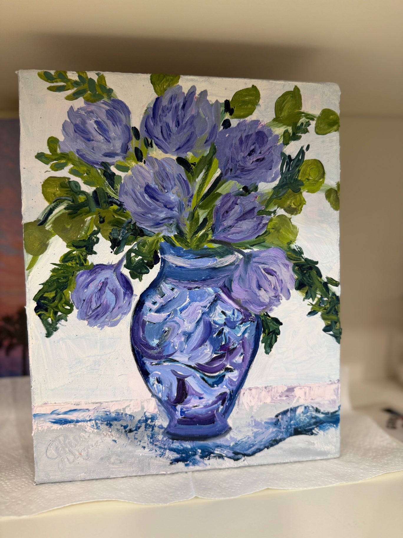 N/A Art, Painting 8 x 10 Blues, lavender, purple, green