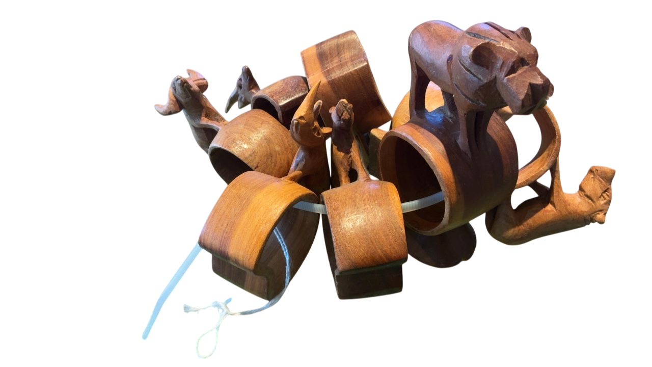 Wood animal napkin rings