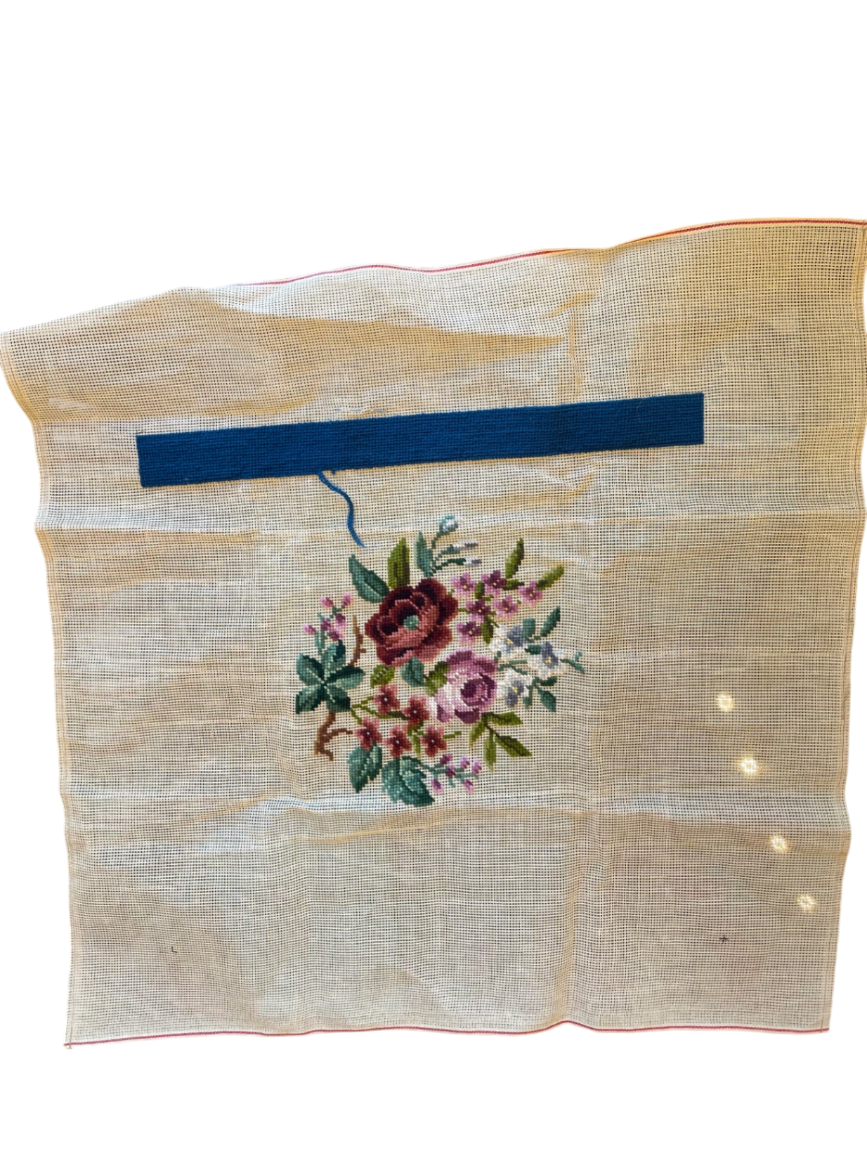 Textile Art Large Beige, with multicolored needlepoint