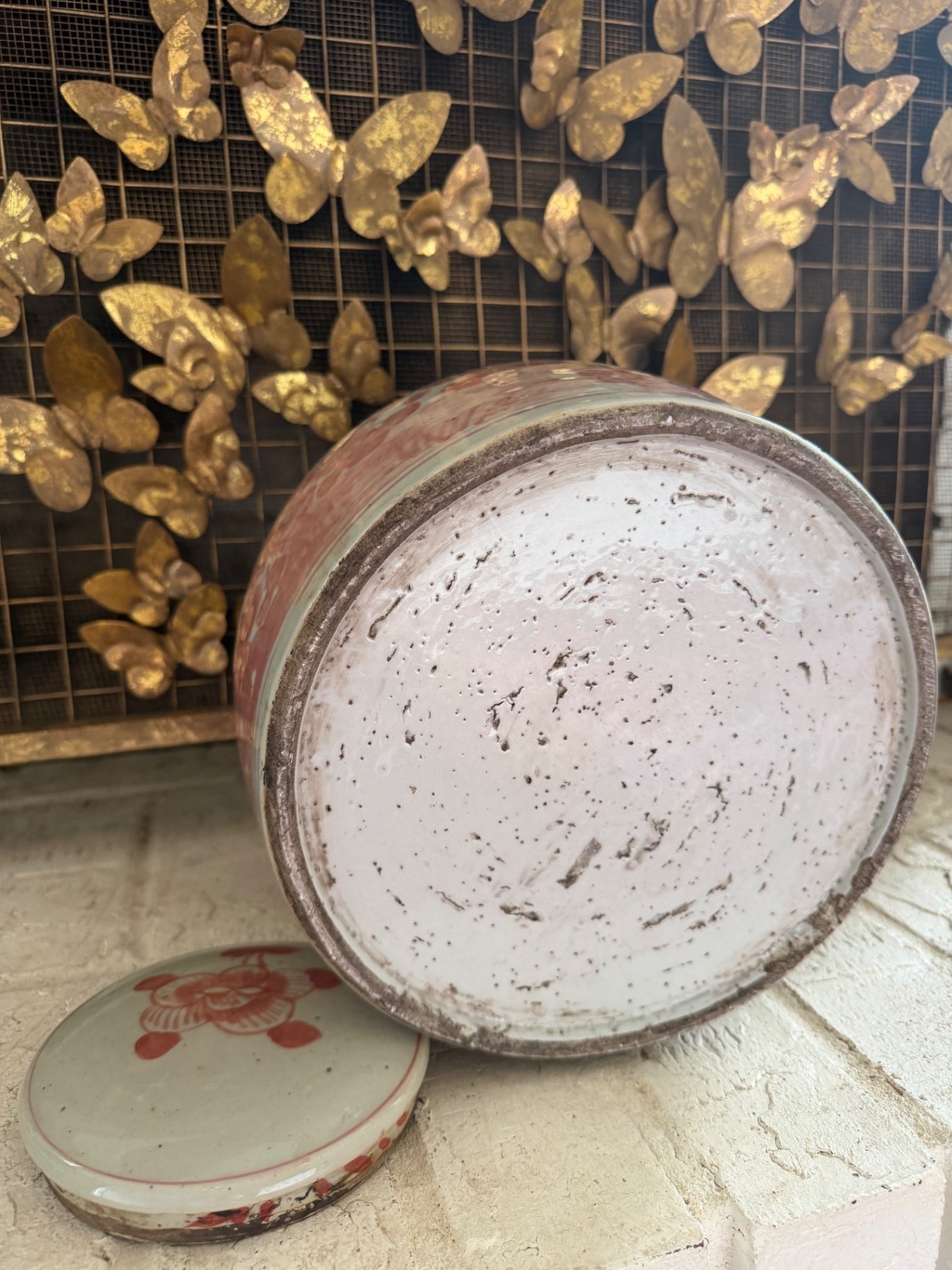 Coral Pheasant Ginger Jar 9.5” x 9.5”
