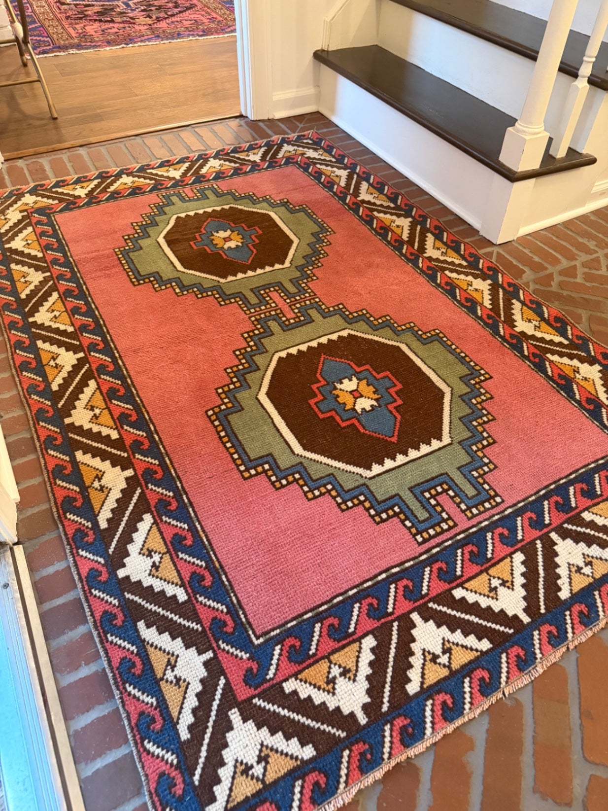 Vintage Turkish Geometric Rug 6’ x 4’