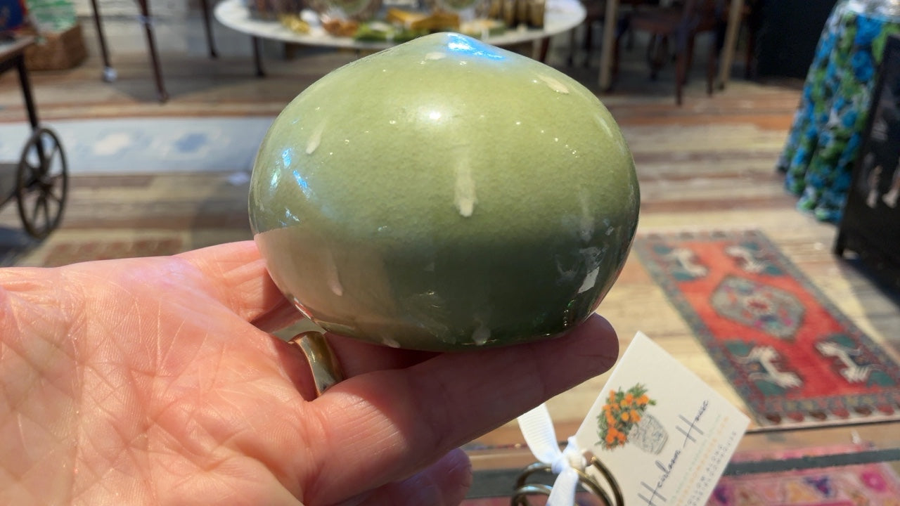 Green Pottery Salt Cellar