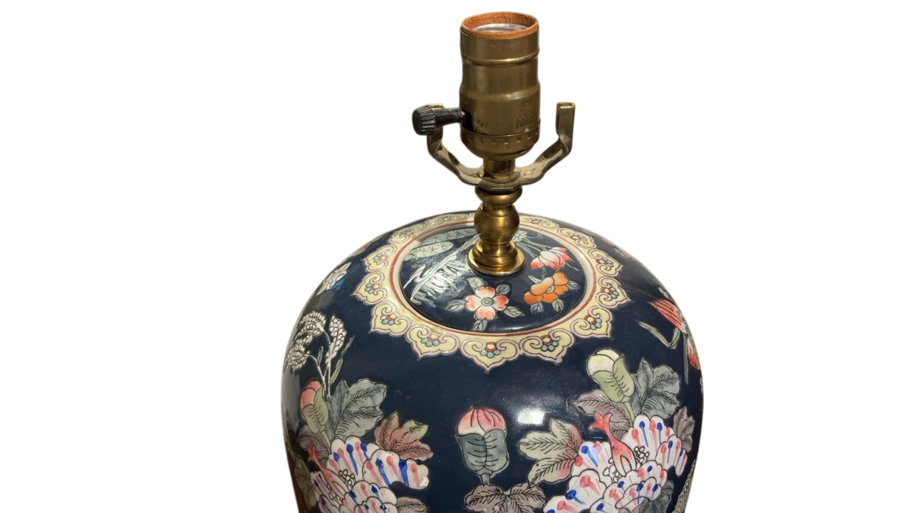 Dark Blue Chinoiserie Lamp