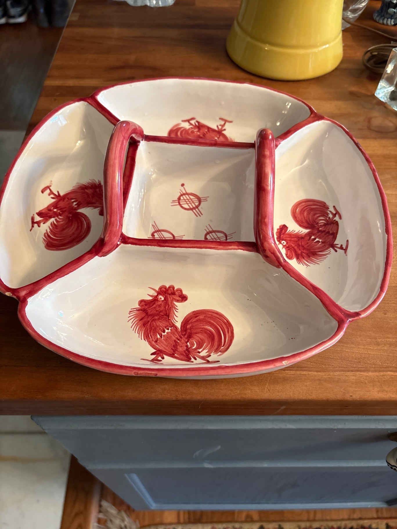 Ceramic Bowl White and Red