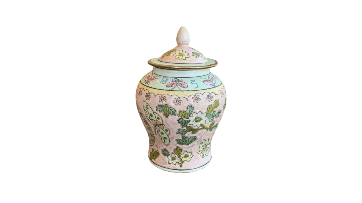 Temple Jar - Pink Butterfly