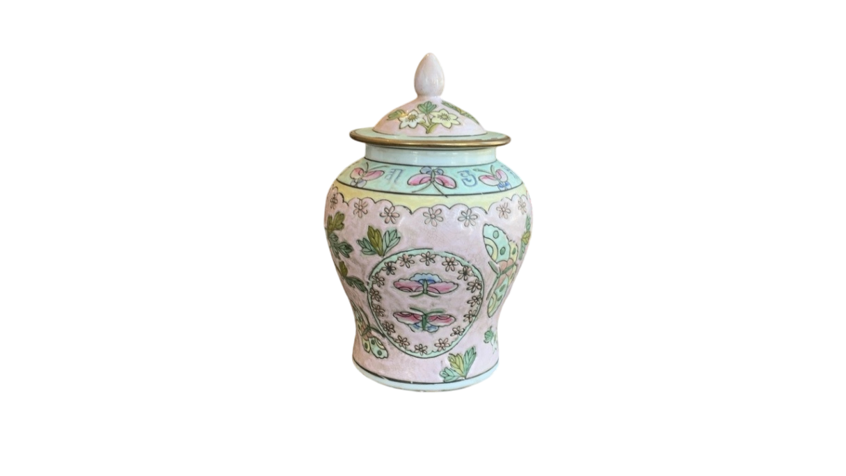 Temple Jar - Pink Butterfly