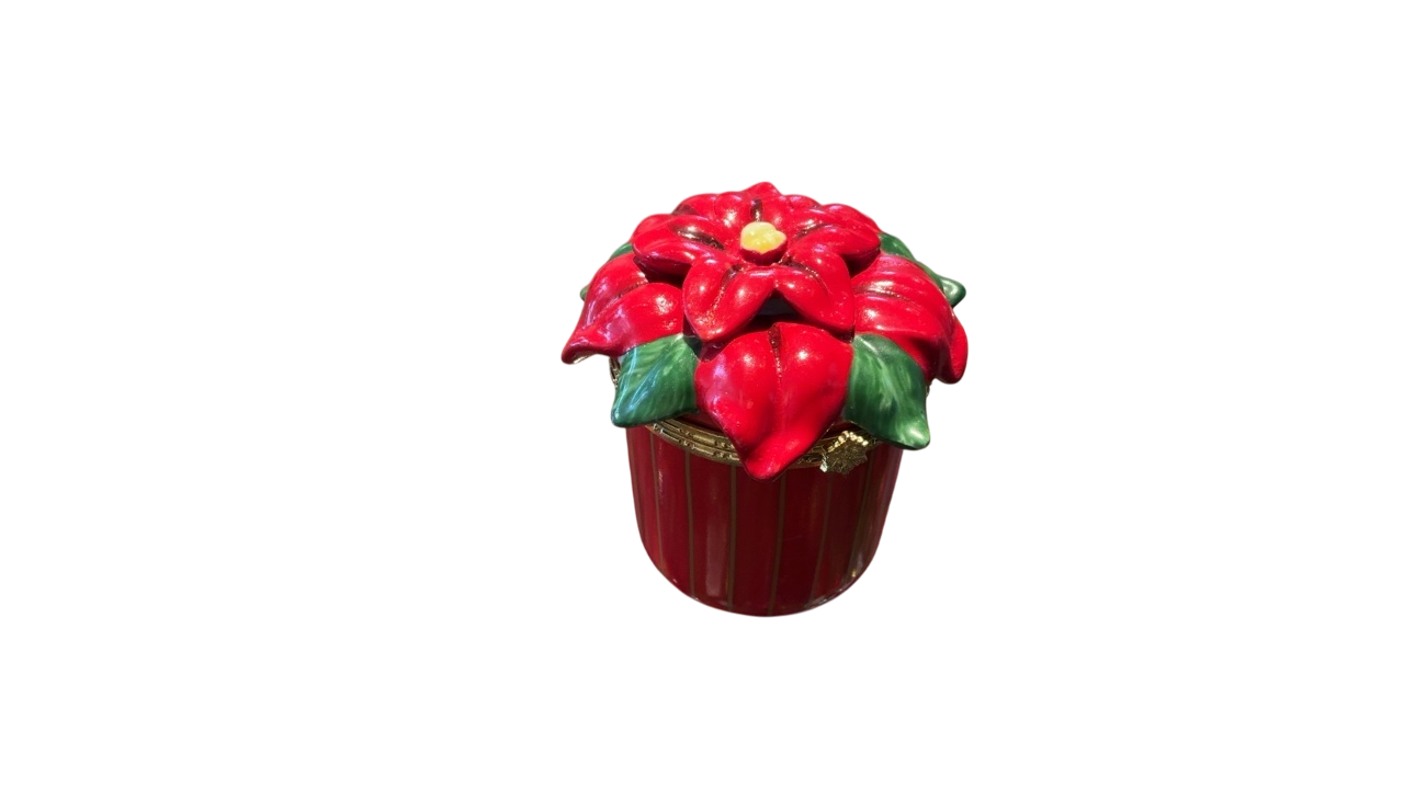 Vintage Poinsettia trinket box