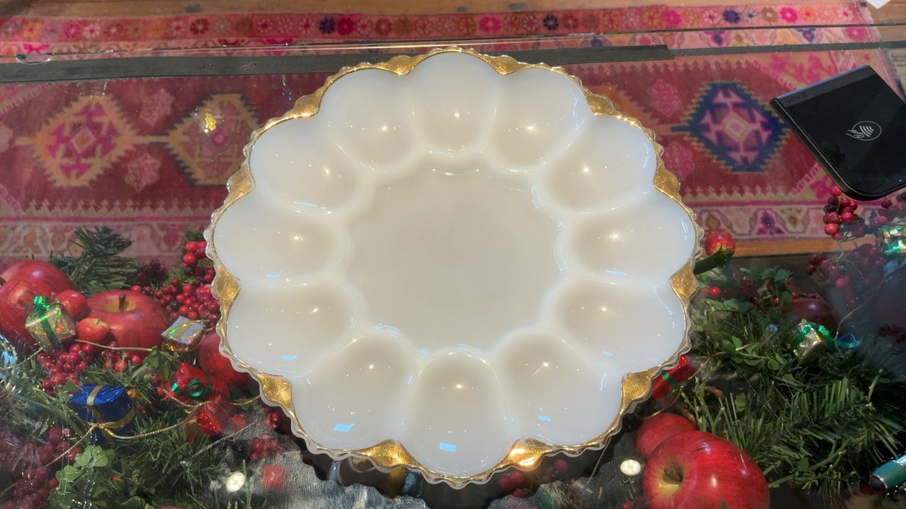 Milk Glass Deviled Egg Tray