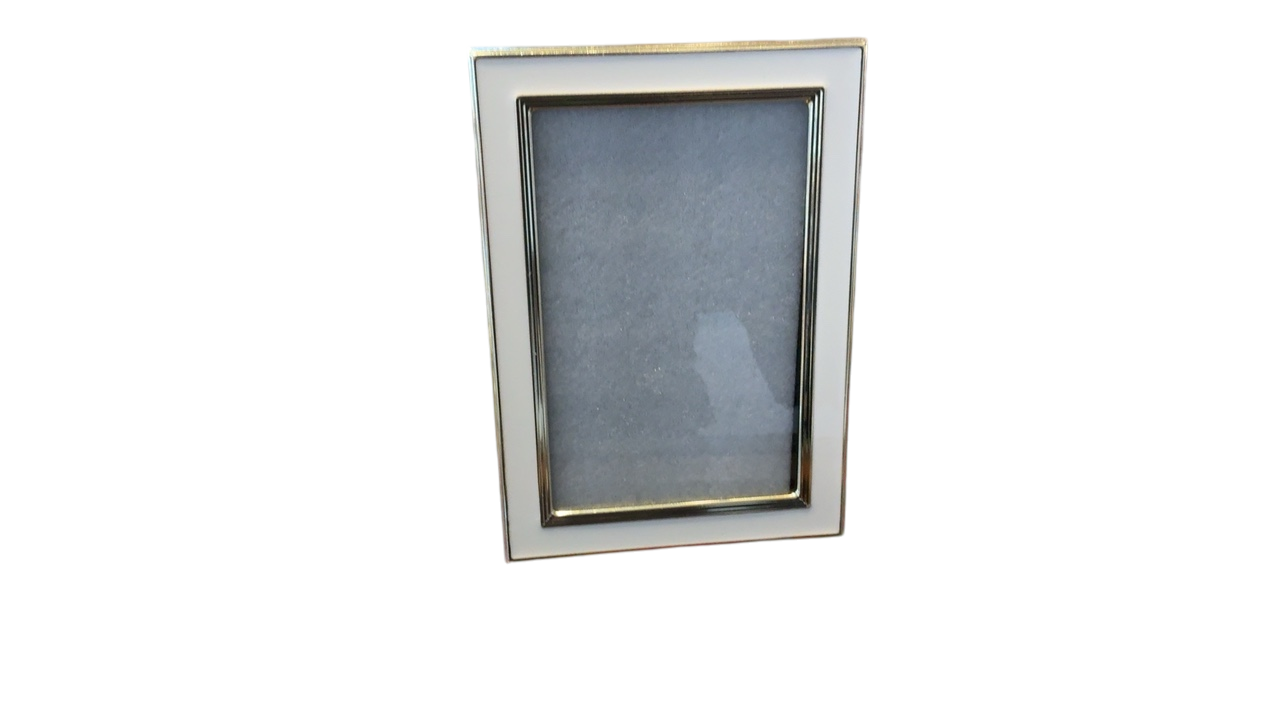 White and gold enamel picture frame