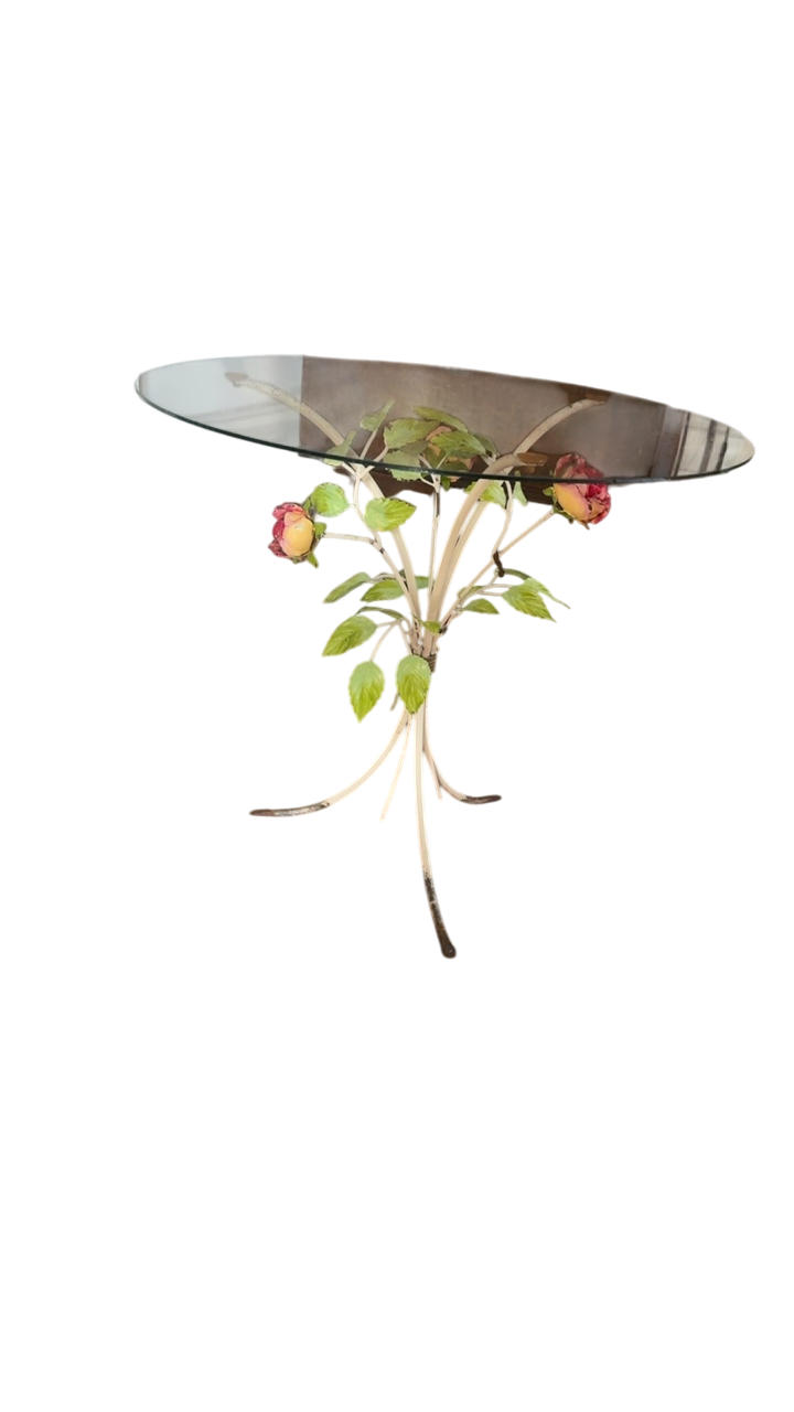 Vintage Italian Tole Floral side table