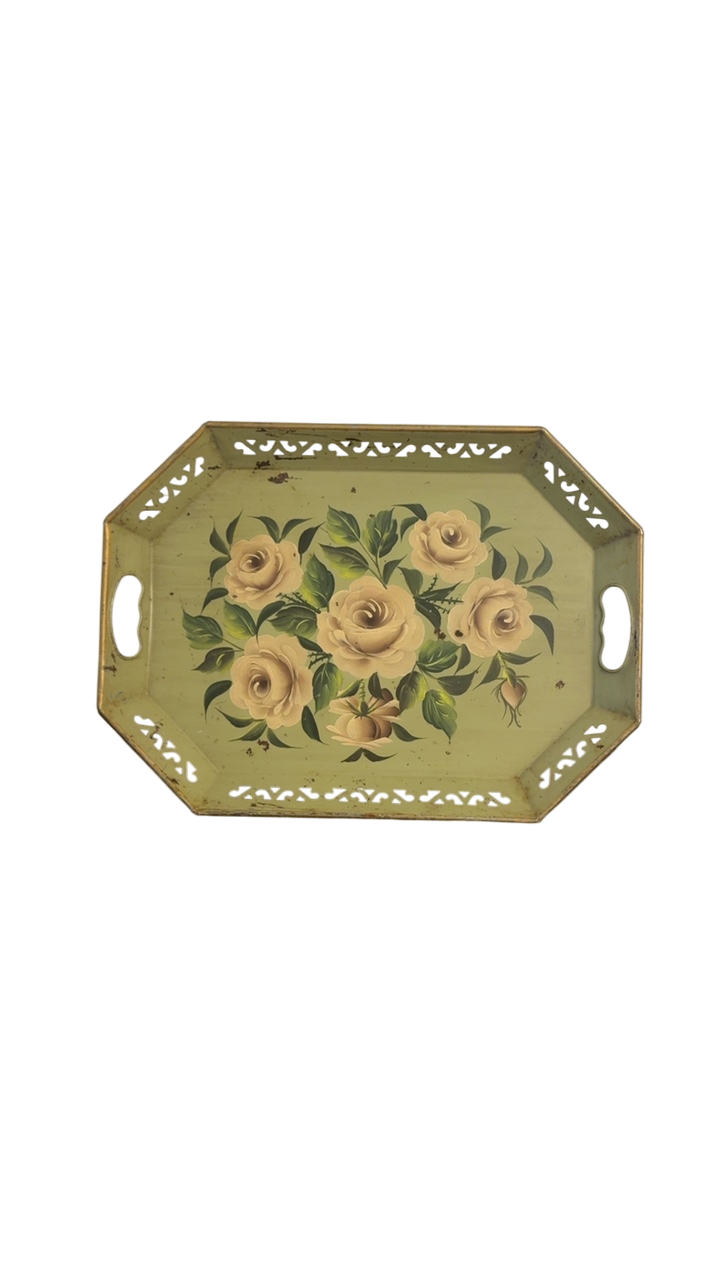 Metal green floral tray