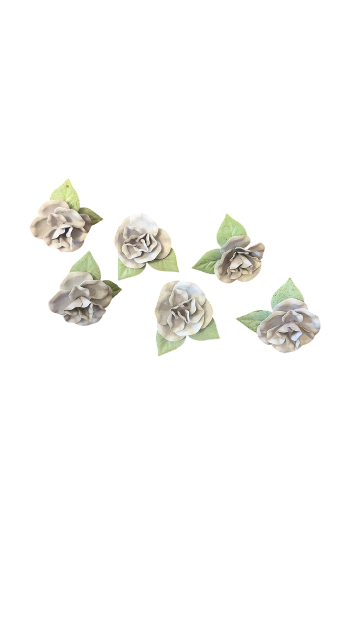 Set of 6 Vintage Lilac Tole Floral Napkin Rings