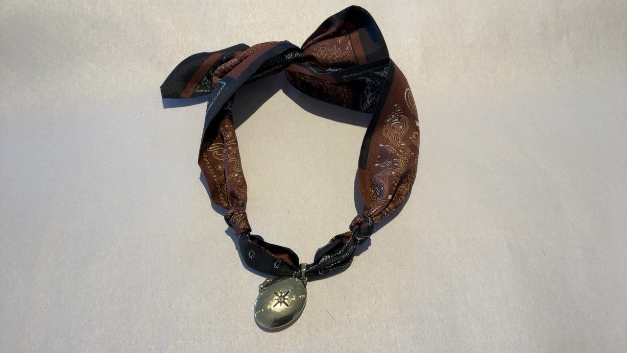 Locket with Brown and Black Scarf