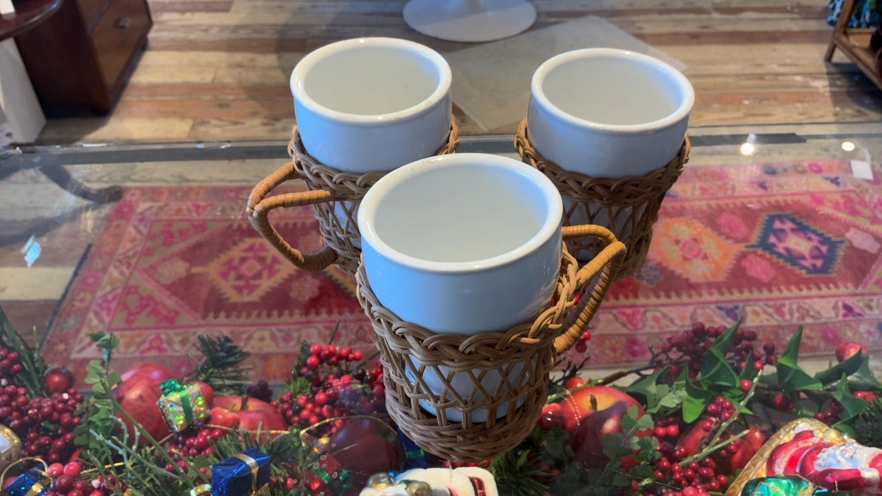 Set of 2 Woven Tiki Cocktail Glasses