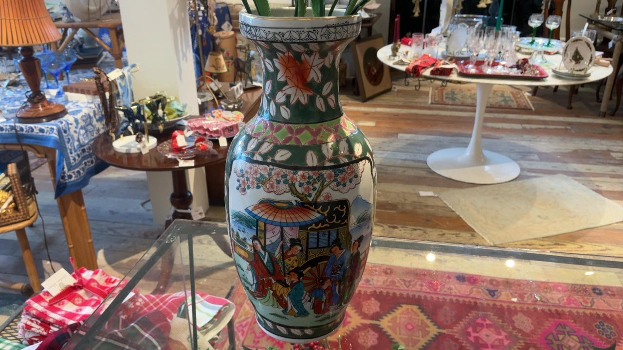 Intricate Colorful Chinoiserie Vase