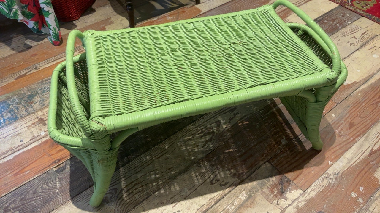 Green Wicker Lap Tray with Book Nook