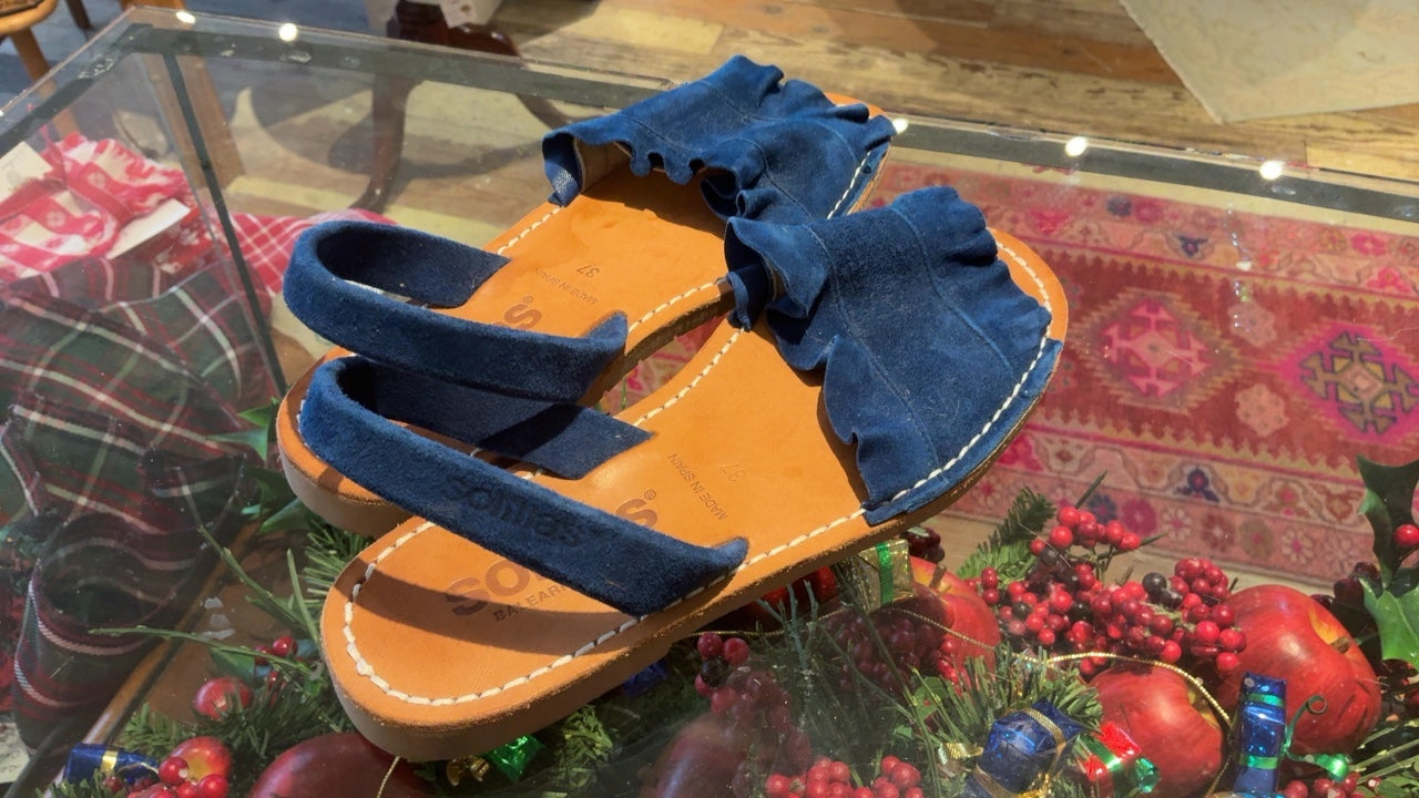 Blue Suede and Leather Sandals Size 7