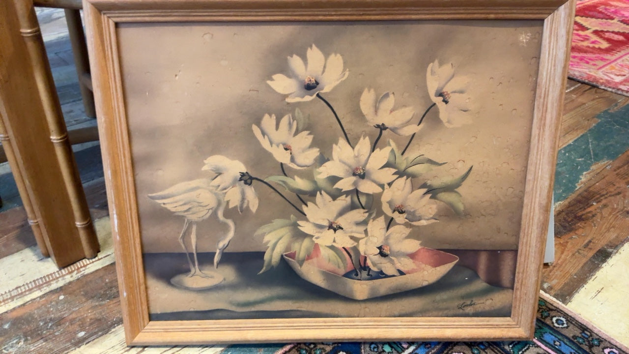 Vintage Framed Flora and Fauna Art