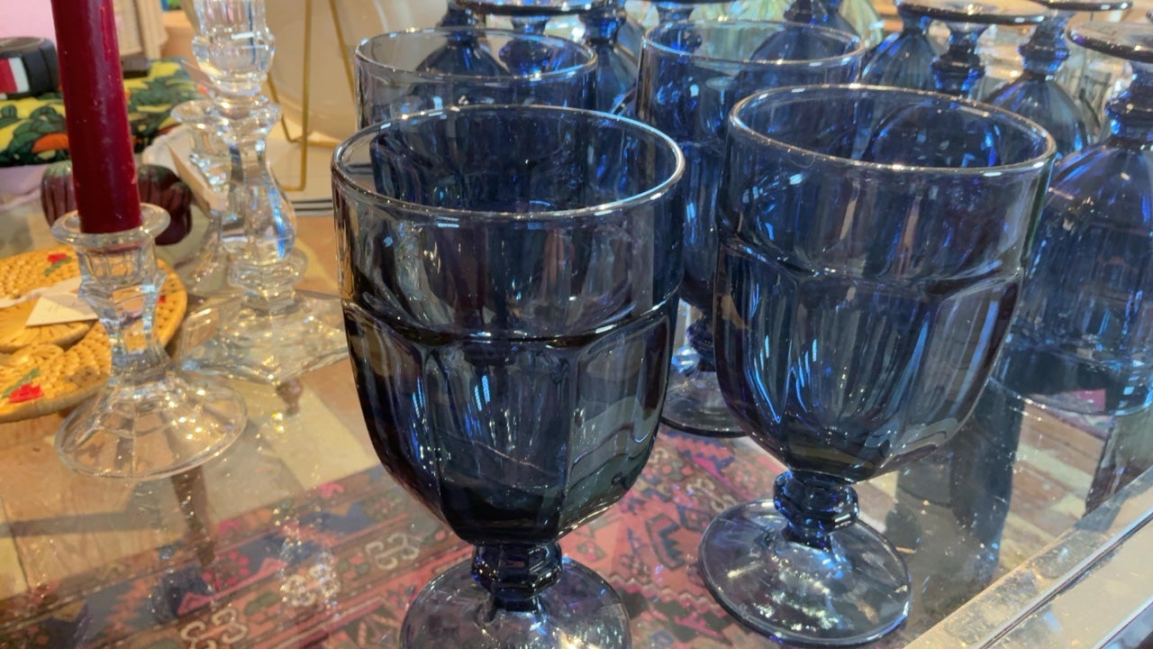 Blue Libbey Water Goblets (set of 4)