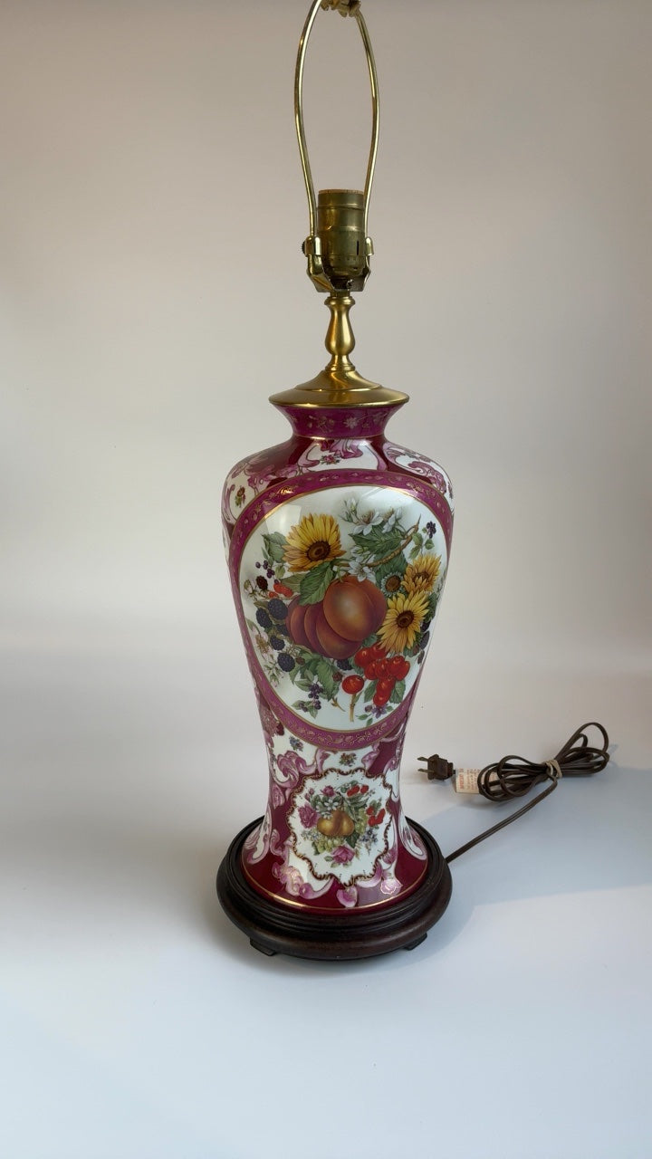 Victorian Style Hand Painted Lamp 30” Multicolored