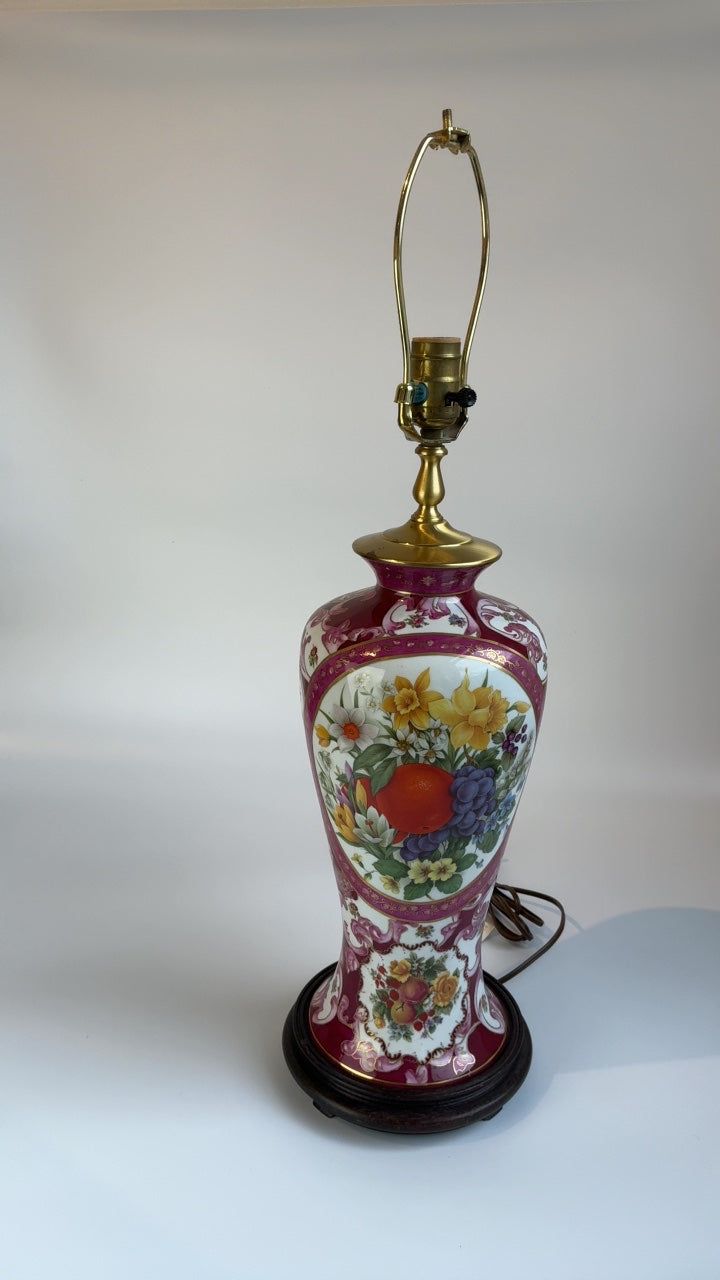 Victorian Style Hand Painted Lamp 30” Multicolored