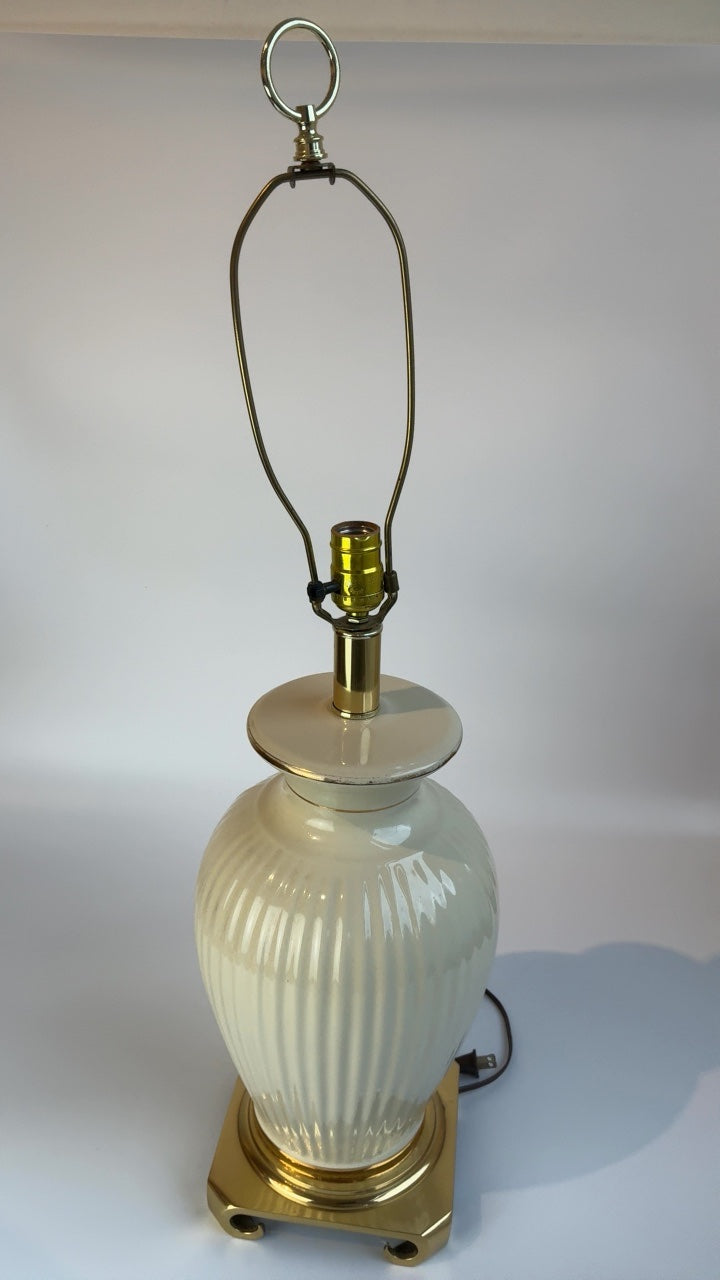 Cream and Gold Lamp 33” with top flourish on harp