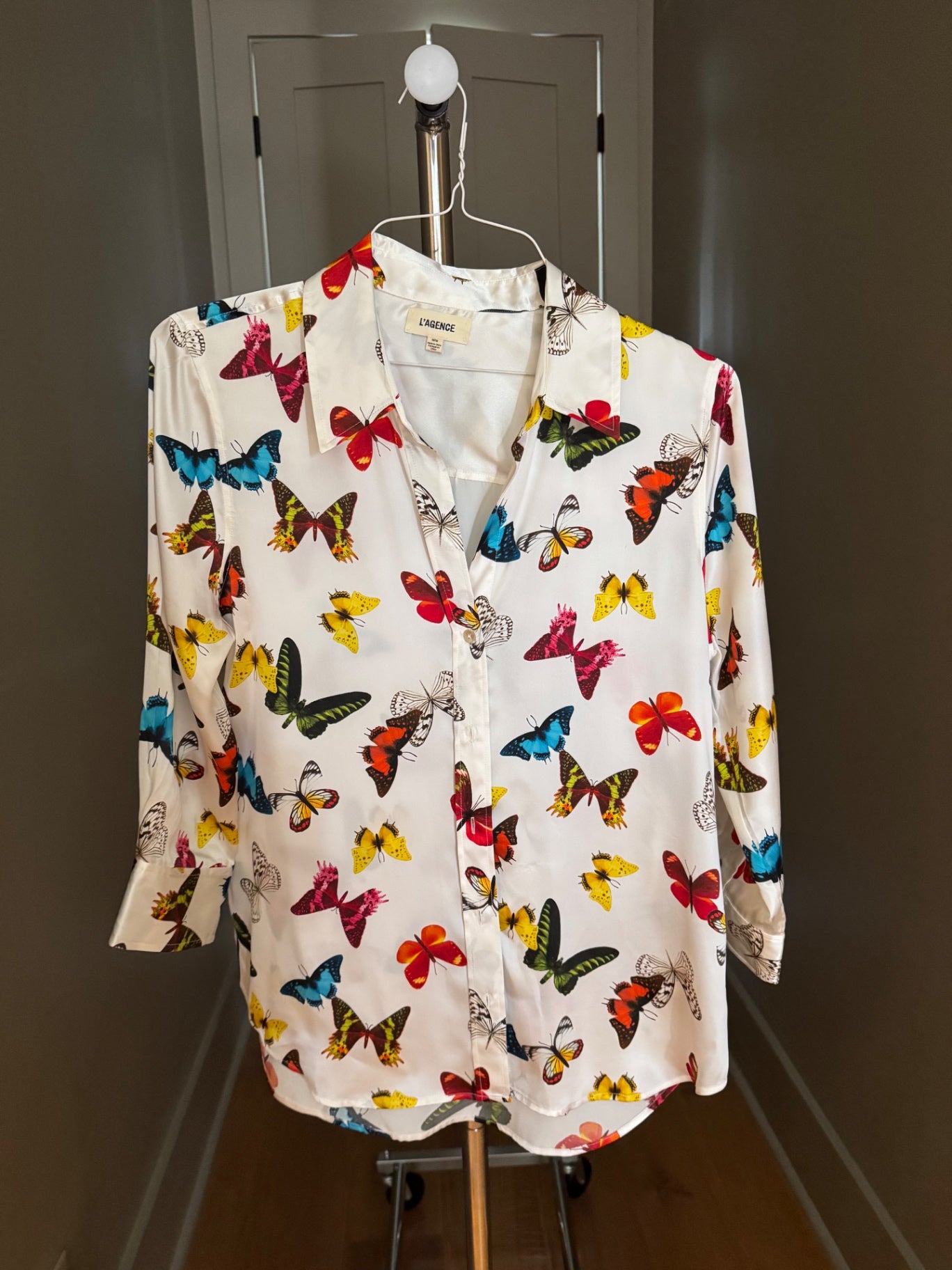 Lindsey Black Jacket Medium White with multicolor butterfly print