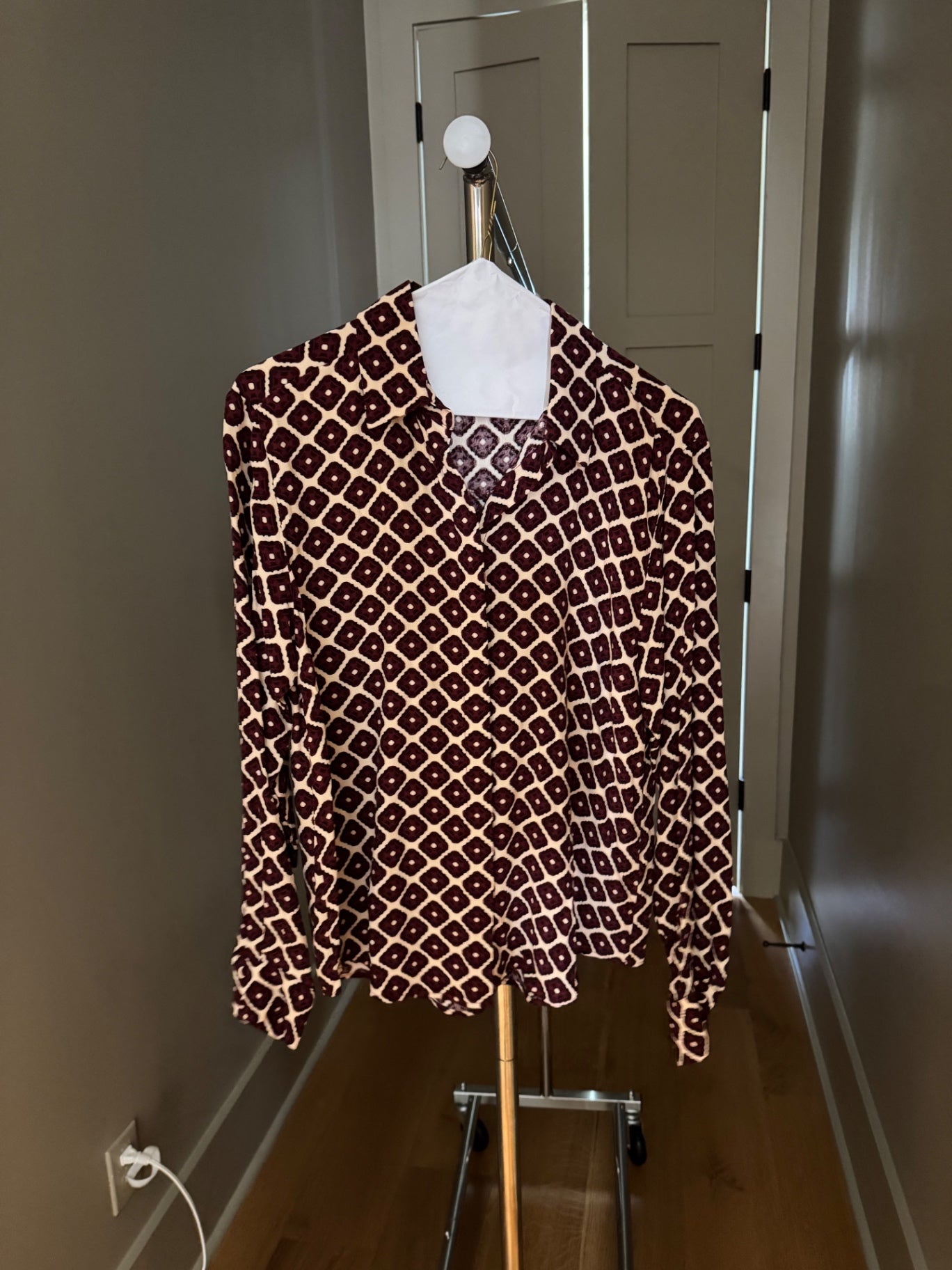 Lindsey Black Shirt Burgundy and cream