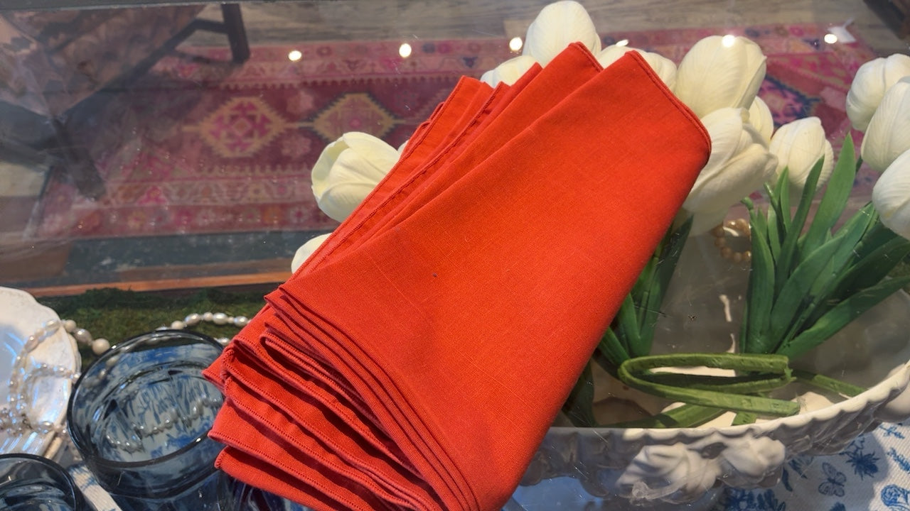 Orange Linen Napkins (6) 