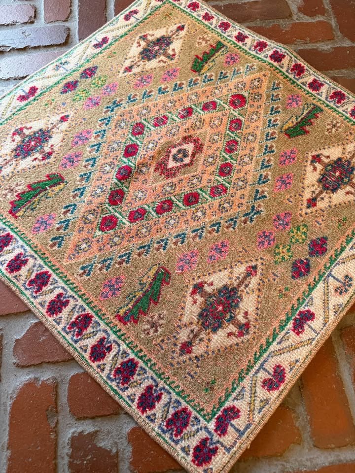 Vintage Square Rug, 1'11" x 1'10"