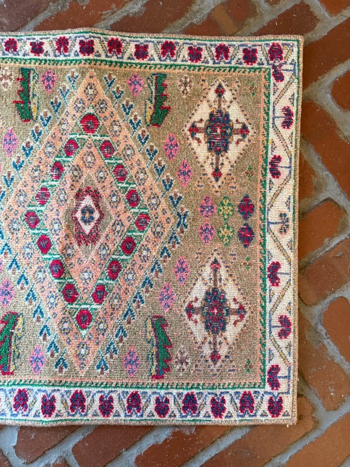 Vintage Square Rug, 1'11" x 1'10"