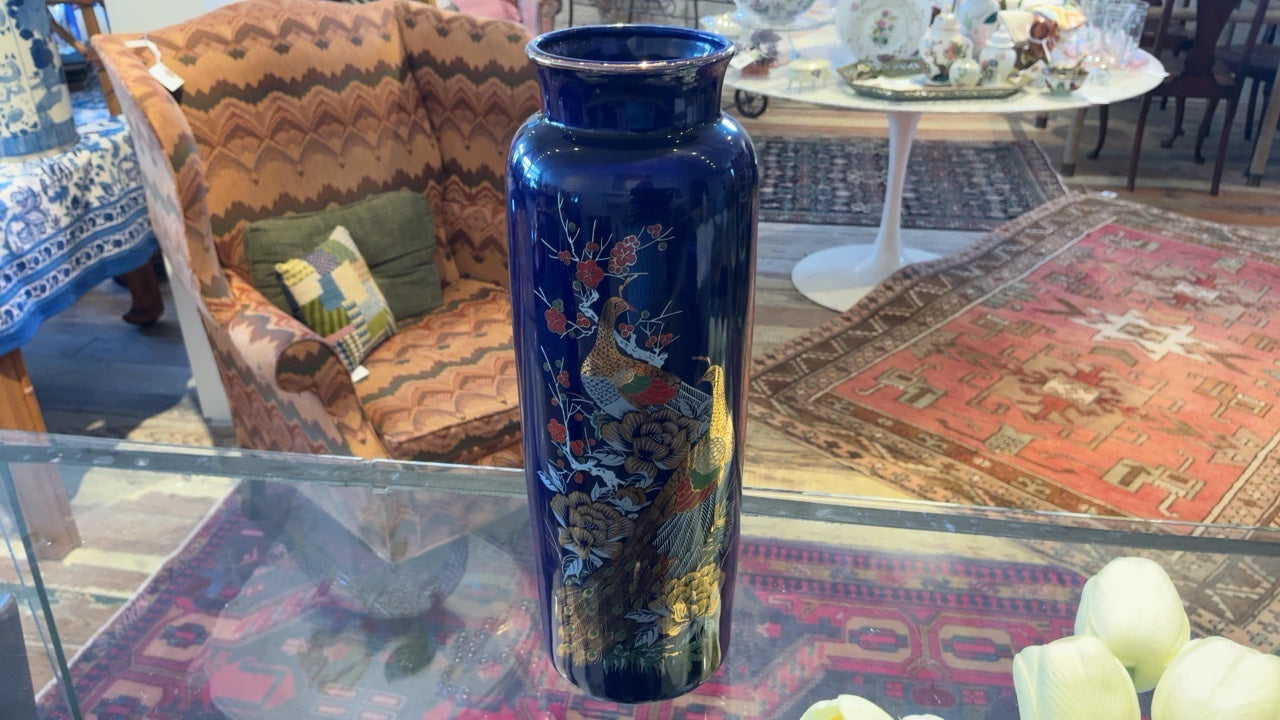 Blue Peacock Vase