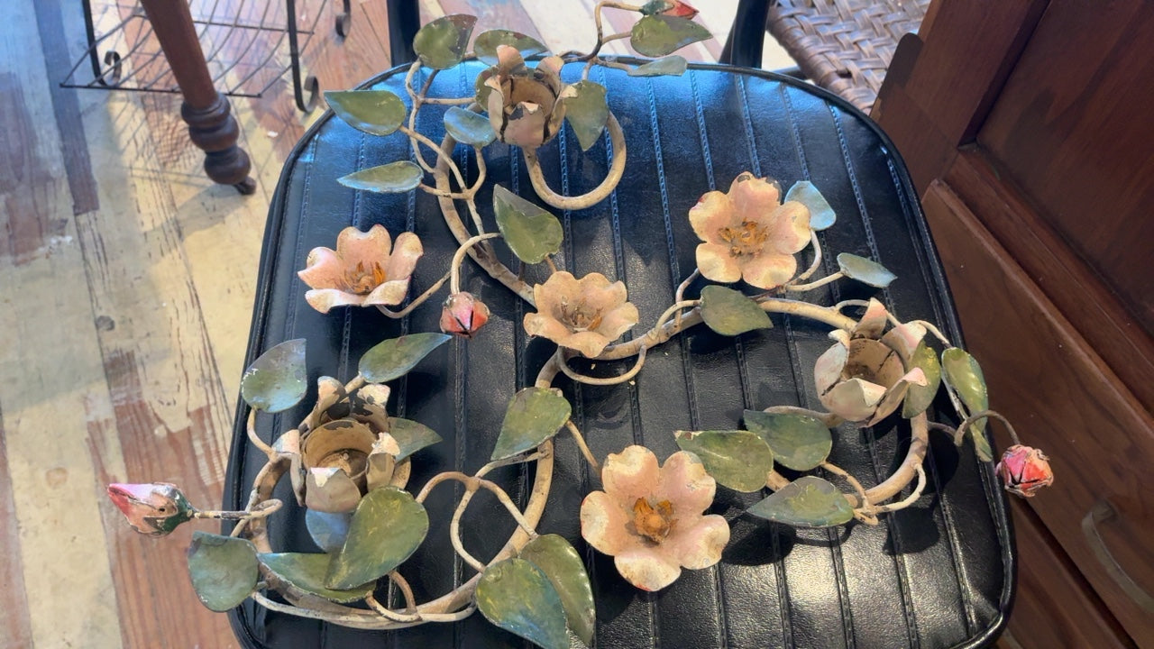 Tole Flower Candleholder (Triple)