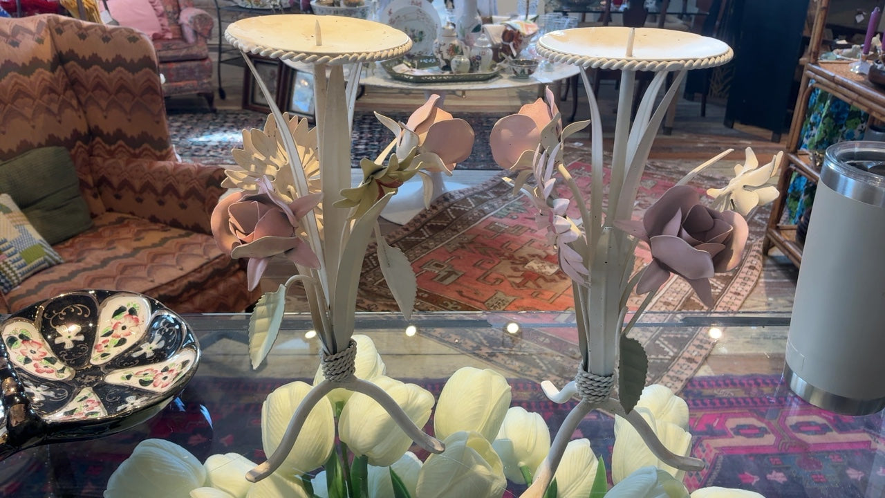 Floral Candleholders (pair) 