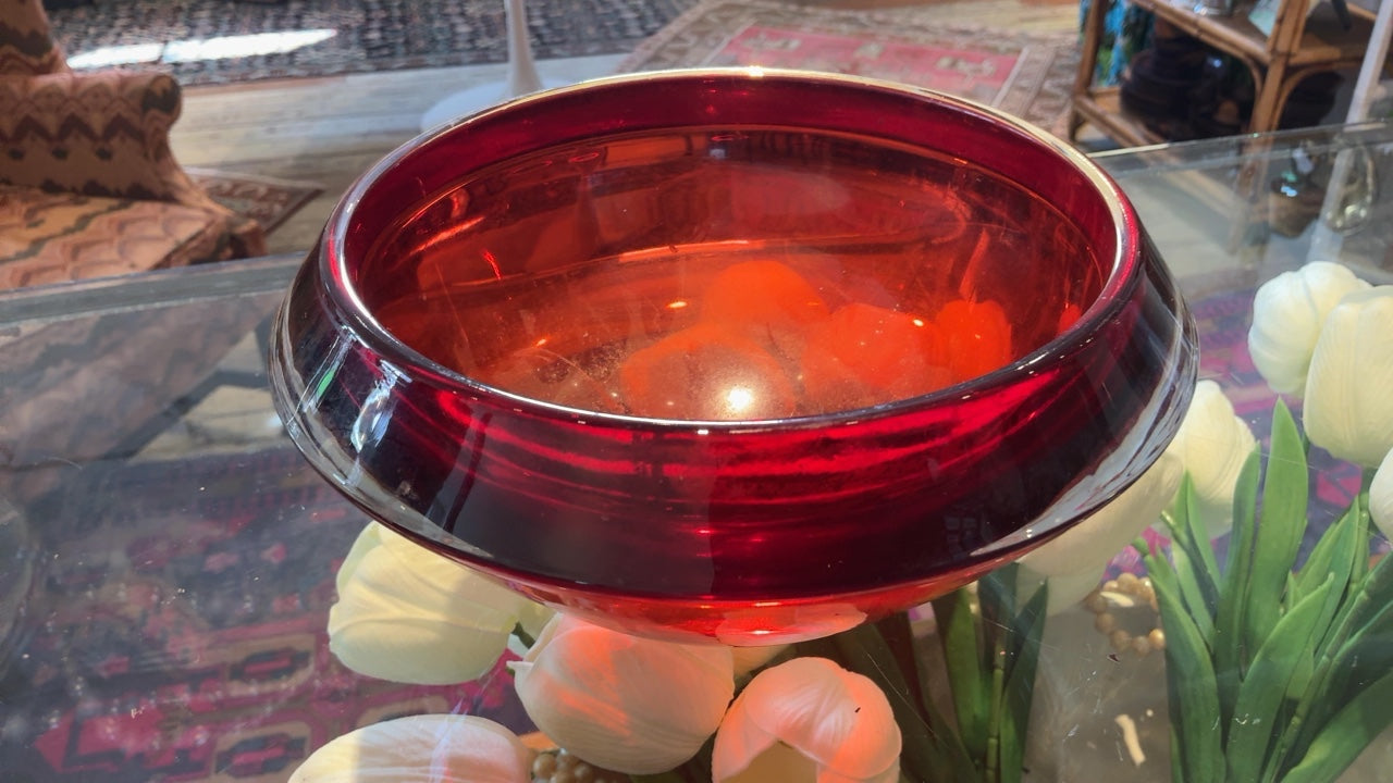 Red Glass Bowl 